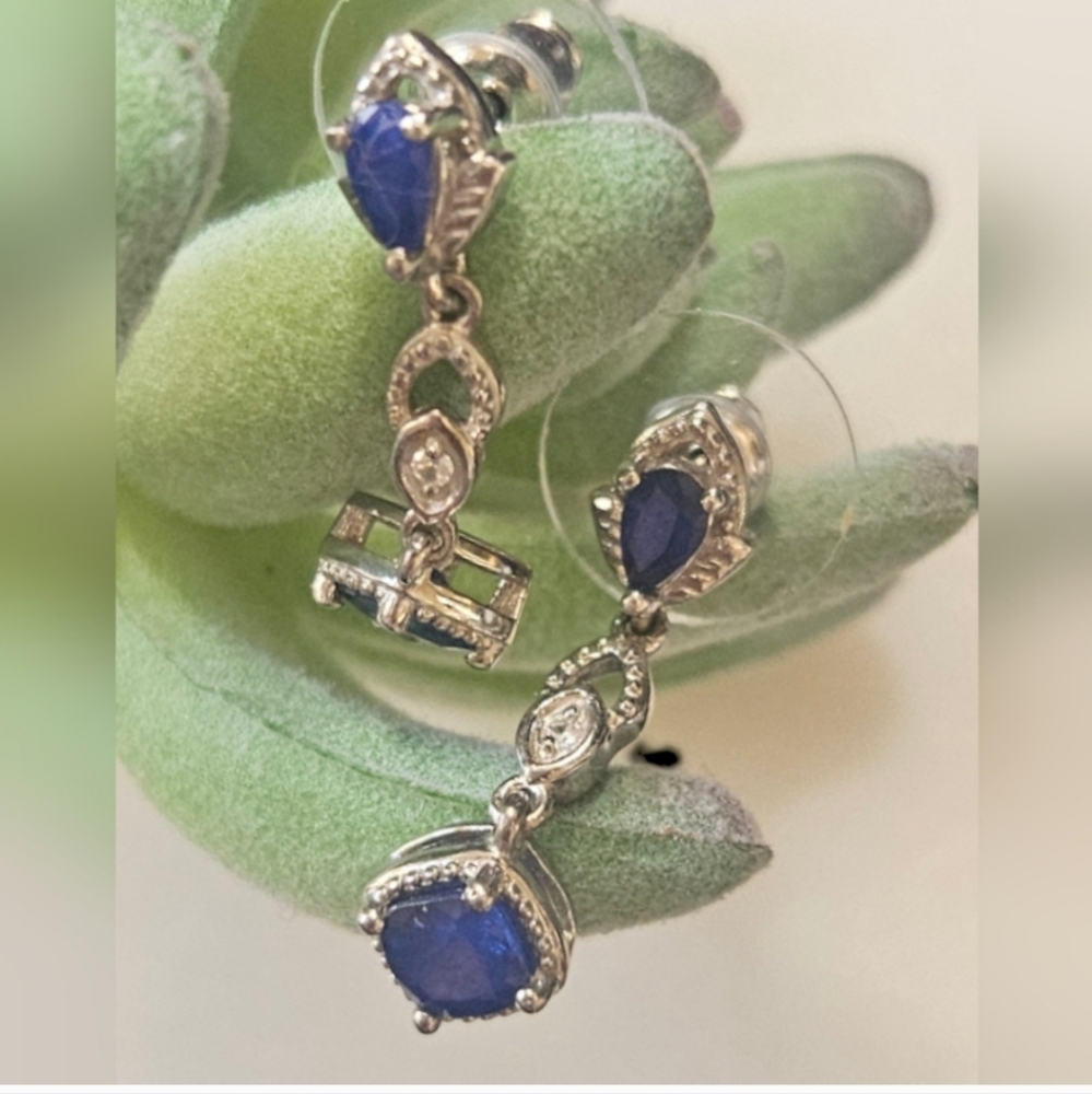 Blue Spinel and Zircon Earrings
